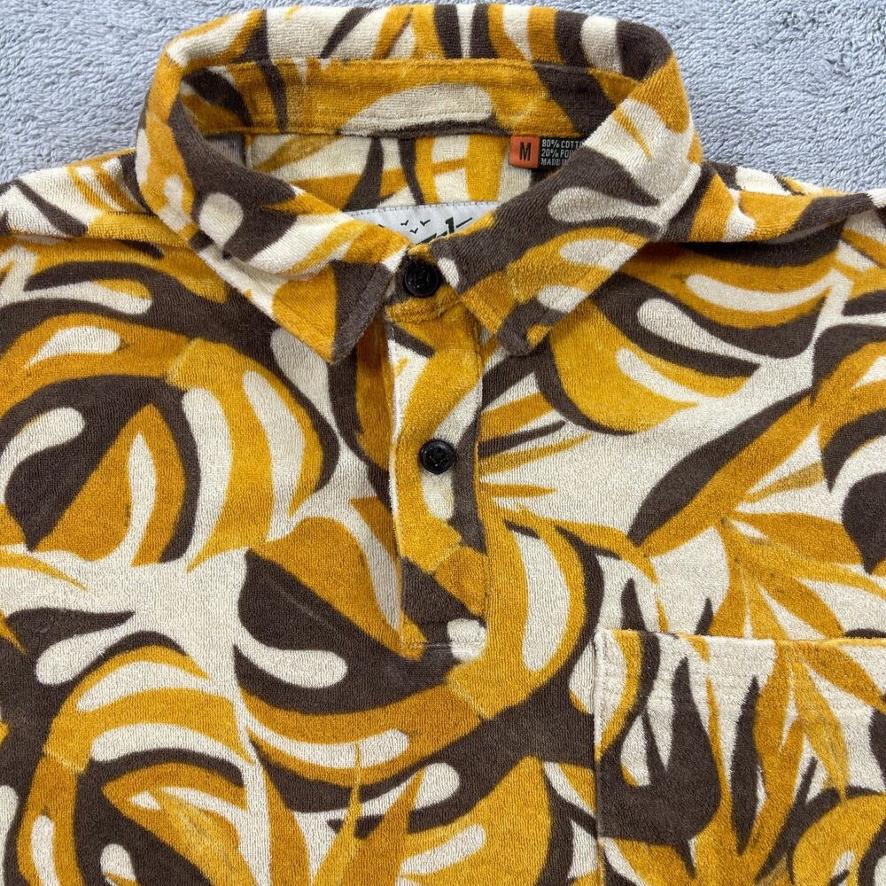 Howler Brothers Plusherman Terry Polo Shirt Men's Medium Monstera Mash Citron - Picture 3 of 10